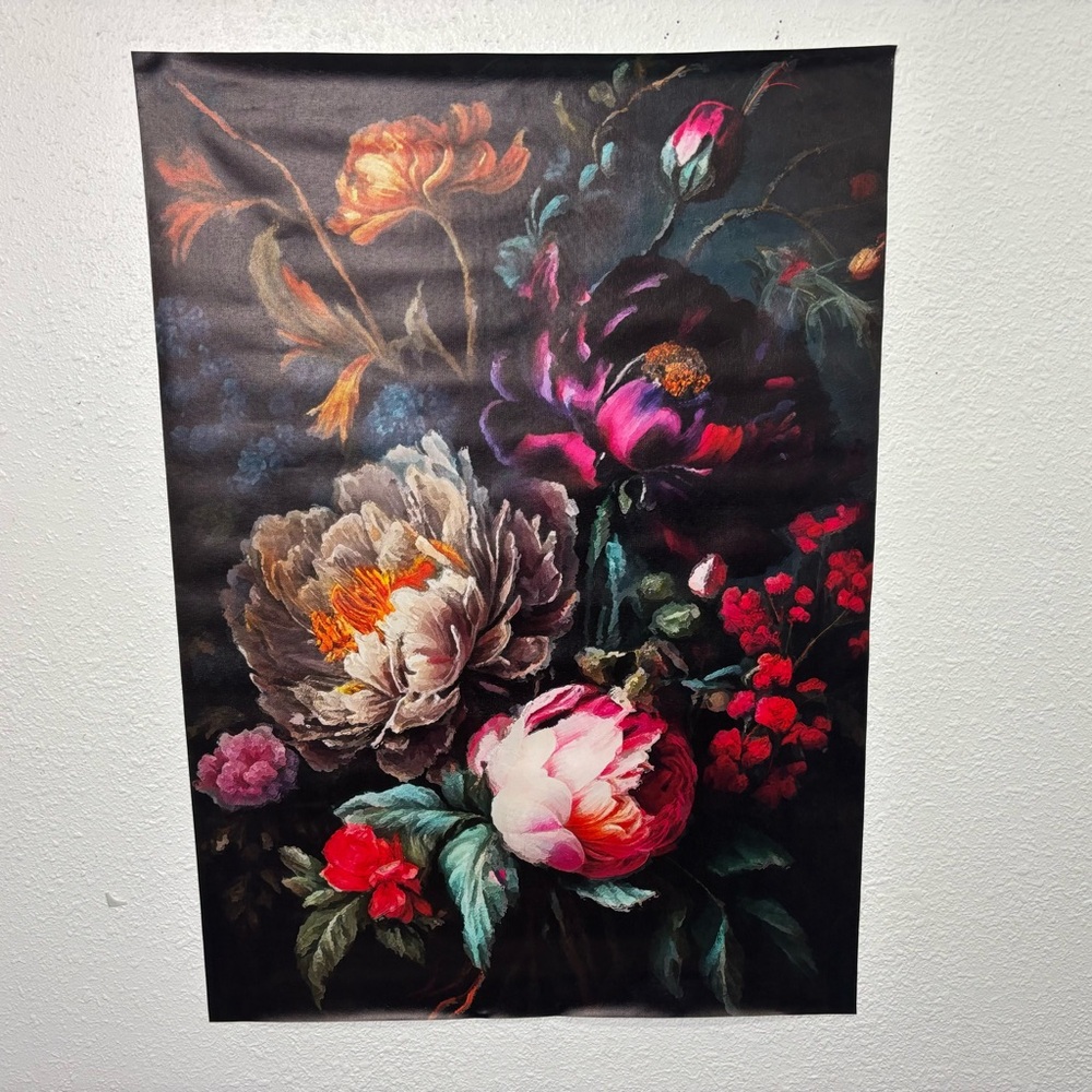 Moody Floral Canvas Wall Art Dark Botanical Print 16x24 Unframed